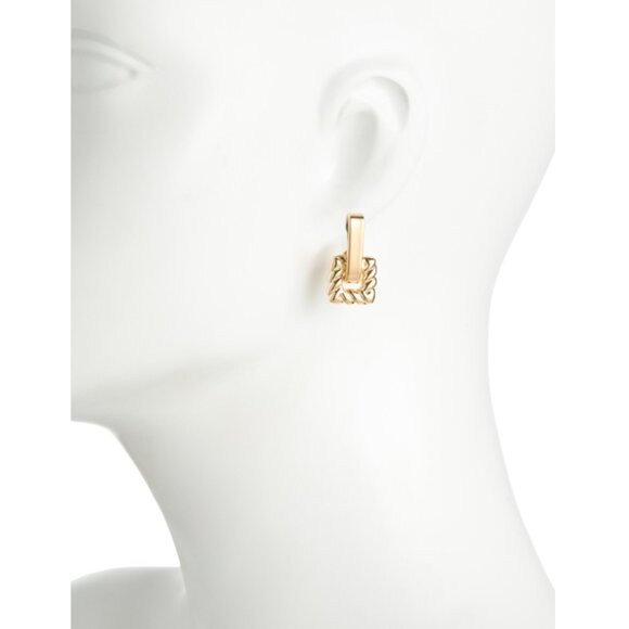 MILOR GOLD Gold Made In Italy 14kt Gold Square Torchon Earrings - Picture 2 of 2